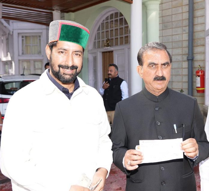 kasauli mla contribute cm fund